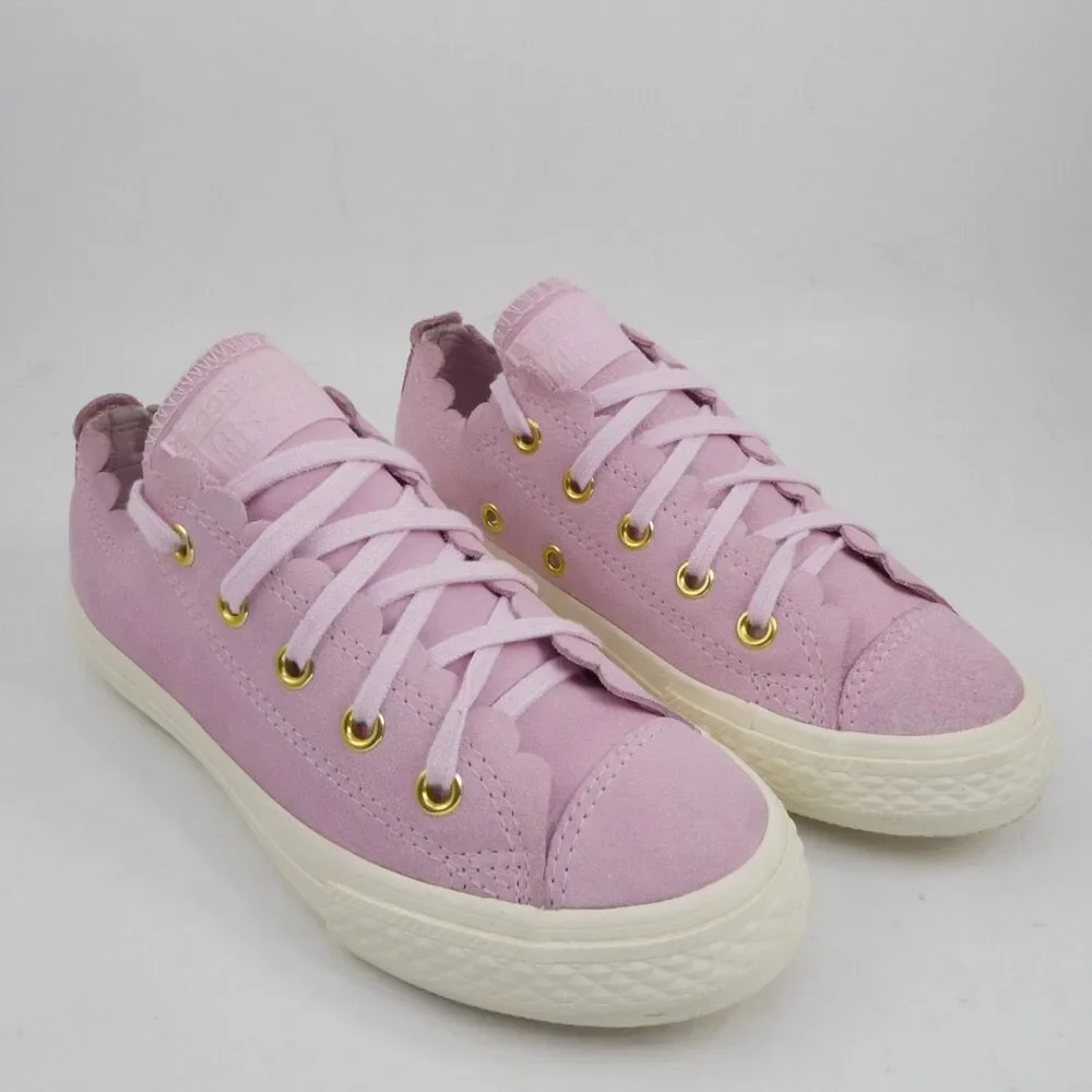 Converse Girls US 13 Chuck Taylor All Star Ox Frilly Thrills Pink Foam Suede